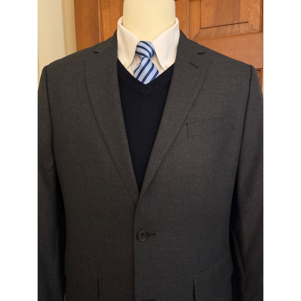 Banana Republic Pindot Sport Coat Mens 42R Dark‎ Gray Two-Button Blazer Jacket